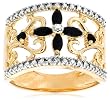 Yellow Gold Plated Sterling Silver Sapphire and Diamond Accent Flower Ring