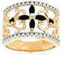 Yellow Gold Plated Sterling Silver Sapphire and Diamond Accent Flower Ring