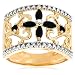 Yellow Gold Plated Sterling Silver Sapphire with Diamond-Accent Flower Ring, Size 5