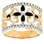 Yellow Gold Overlay Sterling Silver Sapphire w/ Diamond Accent Flower Ring