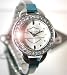Harley Davidson Bulova Womens Watch, Silver-white patterned dail, interchangable top rings, 76L25