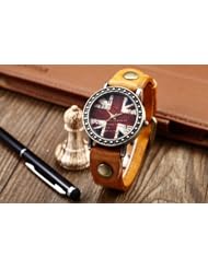 Youyoupifa Ladies Fantasy Digital Quartz Vintage Brwon Leather Strap Wrist Watch