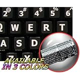 ENGLISH US LARGE LETTERING STICKER FOR KEYBOARD (UPPER CASE) BLACK BACKGROUND FOR DESKTOP, LAPTOP AND NOTEBOOK