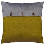 EXP Decorative Handmade Golden Olive & Silver Thai Silk Cushion Cover / Pillow Sham