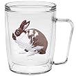 Rabbit (Brown & White) 18 oz Insulated Coffee Mug, Clear
