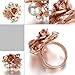 Yoursfs Elegant Austrian Crystal Pearl Enamel Rose Flower Engagement Cocktail Ring 18K Rose Gold Plated
