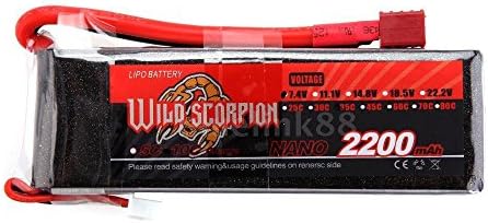 High Quality Wild Scorpion 7.4V 2200mAh 35C MAX 45C 2S T Plug RC Li-po Battery