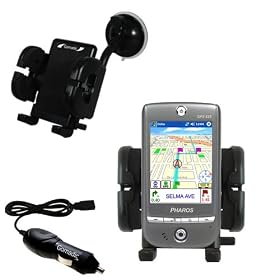 Pharos GPS 525 Flexible Auto Windshield Holder with Car Charger - Uses Gomadic TipExchange