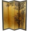 Unique Zen Japanese Style Decor - 72" x 72" Bamboo Art Gold Leaf Decorative Screen Room Divider