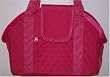 Designer Dog Carrier - Open Top Quilted Rasperry w/ Polka Dot Lining Pet Carrier