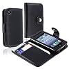 eForCity BLACK LEATHER WALLET POUCH CASE Compatible With Apple� iPhone� 4-8GB