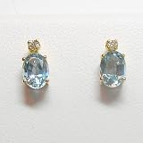 14K Aquamarine and Diamond Earrings