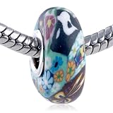 Pandora Style Bead Multicolor Daisy Turquoise European Charm Bead Fits Pandora Bracelet