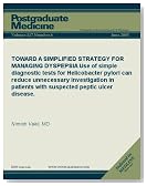 TOWARD A SIMPLIFIED STRATEGY FOR MANAGING DYSPEPSIA: Use of simple diagnostic tests for Helicobacter pylori can reduce unnecessary investigation in patients ... ulcer disease. (Postgraduate Medicine)