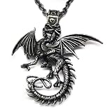 Gothic Pewter Flying Dragon Nacklace