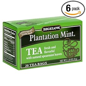 Bigelow Plantation Mint Tea, 20-Count Boxes (Pack of 6)