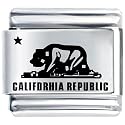 California Republic Travel & Flags Italian Charm Bracelet