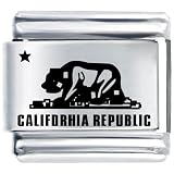 California Republic Travel & Flags Italian Charm Bracelet