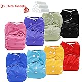 iZiv新生児8厚いおむつ付きオーガニック幼児防水/調整/再利用可能/洗えるポケット布おむつのフィット赤ちゃん0.5-3歳（カラー 6）