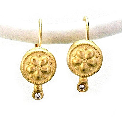 14K Gold Diamond Roman drop Earrings