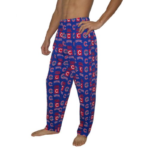 Mens MLB Chicago Cubs Cotton Thermal Sleepwear / Pajama Pants - Blue & Red (Size: XL)