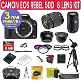 Canon EOS 50D 15.1 MP Digital SLR Camera with Tamron 28-80mm Zoom Lens + Tamron 75-300mm Zoom Lens + .40x Superwide Angle Fisheye Lens + 2x Telephoto Lens + +1,+2,+4,+10 Close Up Macro Kit + UV Filter + PL Filter + FLD Filter + 8 GIG Memory Card + 50 Tripod + Holster Case + Extra Battery + 6 Piece Starter Kit +3 Year Celltime Warranty Repair Package
