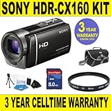 BRAND NEW SONY HDR-CX160 CAMCORDER w/ 8GB MEMORY CARD + UV FILTER + CAMCORD ....
