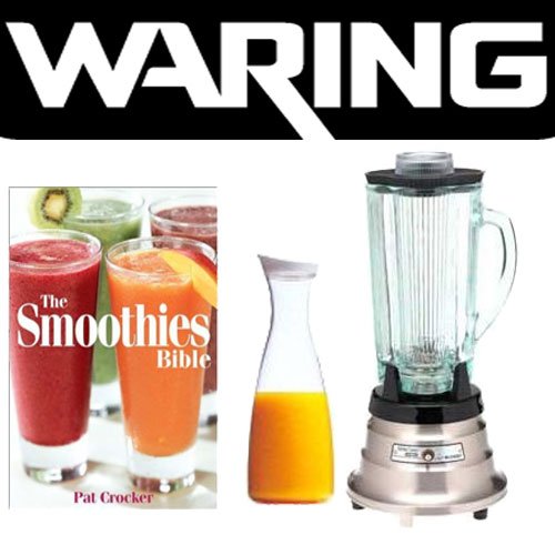 Waring MBB518 Stainless Steel Multi-Purpose Blender With 56 Oz Juice Jar And The Smoothies Bible