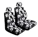 Set of 2 Universal Fit Hawaiian Low Back Front Bucket Seat Cover With Separate Headrest Cover for Seats - Charcoal Hawaii Hibiscus Floral Print Image