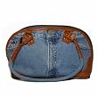Vintage Blue Denim Handbag with Genuine Leather Crafted from Recycled Denim