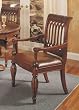 Walnut Finish Arm Chair With Genuine Leather Padded Seat 2 Pack By Coaster Furniture