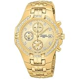 Pulsar Mens Crystal Chronograph Gold-Tone Watch #PF8174 by Pulsar