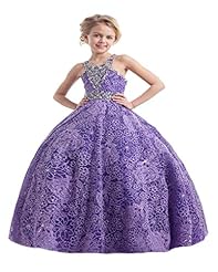 Girls  Full Length Satin Lace Crystals Jeweled Crystal  Ball Gown Pageant Dress/Party Dress 