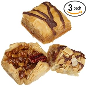Sinbad Sweets Baklava Gift Assortment (7 Piece), 10-Ounce Gold Gift Boxes (Pack of 3) by 