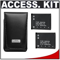 Nikon Coolpix 5811 Leather Carrying Case + (2) EN-EL10 Batteries Kit for S60, S210, S220, S230, S510, S520, S570, S600 & S700 Digital Cameras