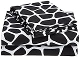 Regal Collection 300 Thread-Count Giraffe Print King Sheet Set, Black/White ....
