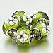 White Flower Green Murano Glass Beads (5 Pack )-