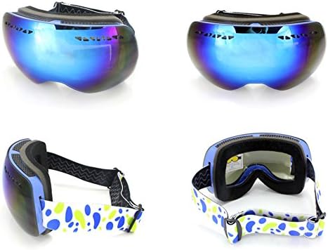 Pro Ski Snow Goggle with Mirrored Lens Anti-Fog UV Protection Detachable Wide Spherical Goggle Lens Panlees Blue