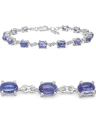 6.30 ct. t.w. Genuine Tanzanite Infinity Tennis Bracelet set in Sterling Silver ( 7.5 inches)
