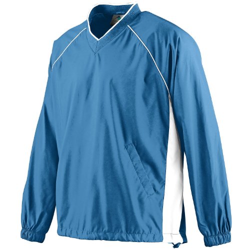 Augusta Sportswear Youth V-Neck Pullover Jacket, Columbia Blue White, Large