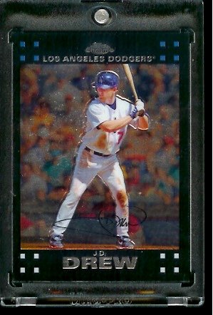 2007 Topps Chrome #8 J.D. Drew Boston Red Sox Baseball Card - Mint Condition - Shipped In Protective Display Case !