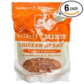 Dogswell Vitality Chicken Breast Mini's, 6-Ounce Orange Pouches (Pack of 6)