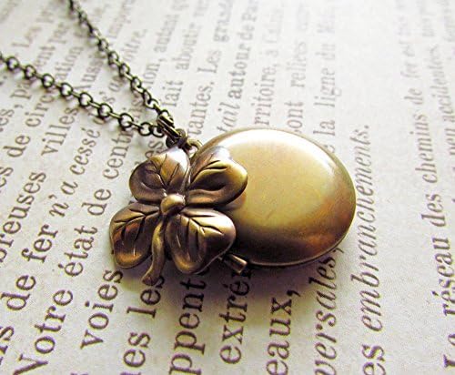 Small Four Leaf Clover Locket Necklace with Optional Engraving