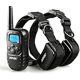 AGPtek&reg; 330 Yard Rechargeable LCD Shock & Vibrate Remote Dog Training Collar for 2 Dogs