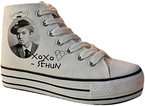 Ace Women's EXO K-pop Flat High-top Canvas Shoes Fashion Sneakers (7.5, SEHUN)