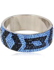 Chamak by priya kakkar Elegant Large Brown and White Encrusted Handmade Silver Bangle Bracelet, 7.5"