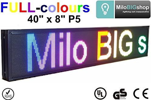LED Scrolling Sign P5, RGB full Color Programmable message Display 40" X 8", FREE SHIPPING TO USA by DHL fast, LED Banner, Great for Restaurant, Bar, Home, Office, Store, Window, Walls.