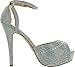 Blossom Womens Vice-126 Bridal Formal Evening Party Ankle Strap High Heel Peep Toe Glitter Sandal