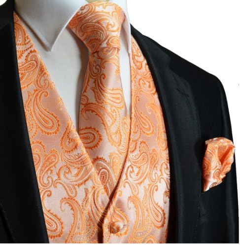 Orange Paisley Tuxedo Vest Set