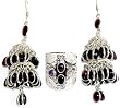 Earrings and Ring Set Sterling Silver Multistone Jewelry 2.75 inches